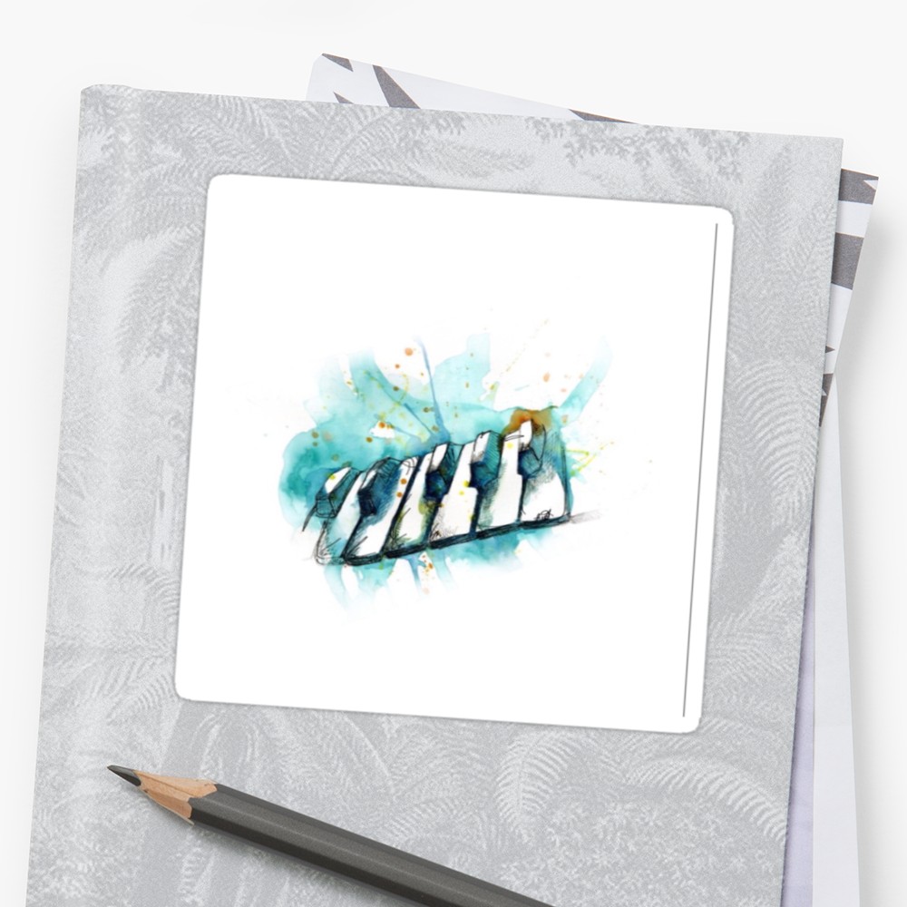 1000x1000 Watercolor Piano Stickers By Peyton Holloway Redbubble - Piano Watercolor