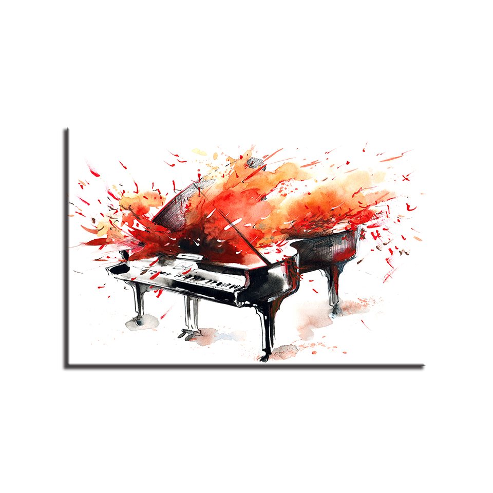 960x960 Canvas Hd Prints Poster Living Room Wall Art Framework 1 Piecepcs - Piano Watercolor