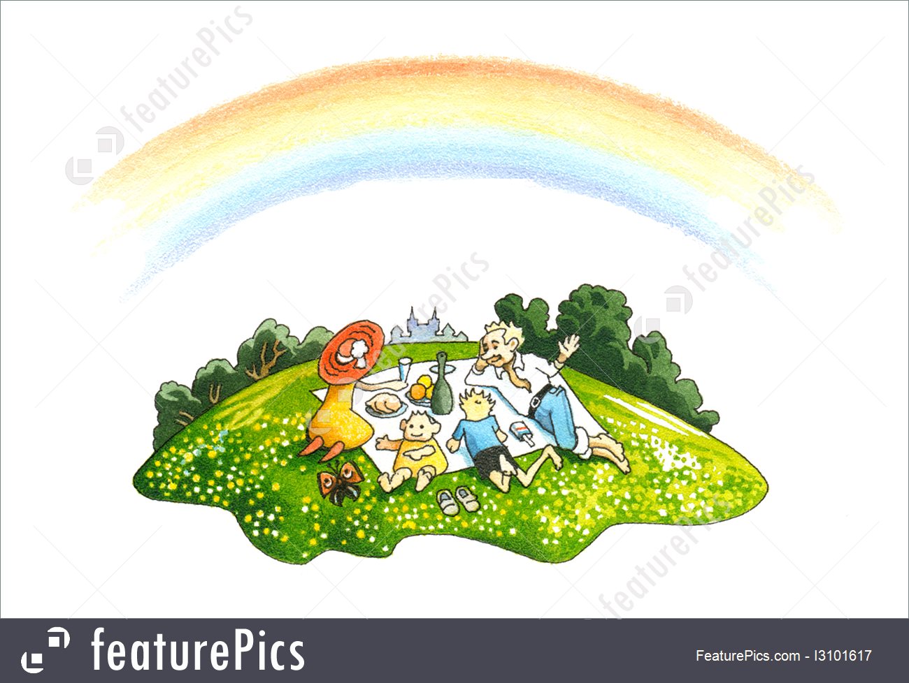 1300x978 Illustration Of Picnic - Picnic Watercolor