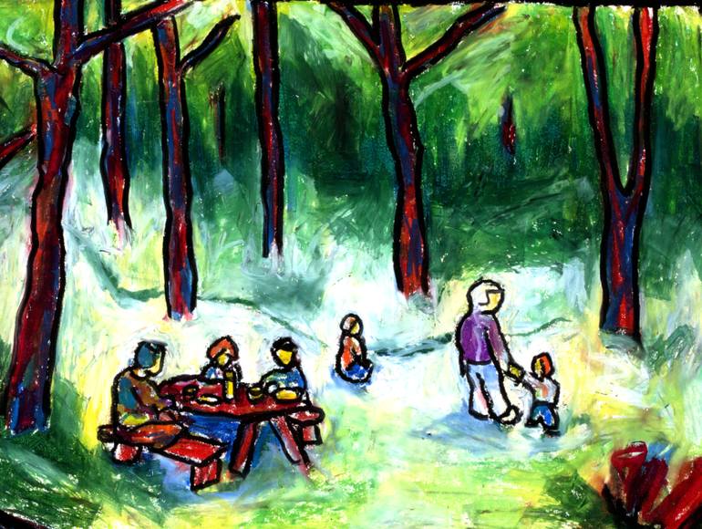 770x580 Picnic In The Forest Drawing By Leif Rogers Saatchi Art - Picnic Watercolor