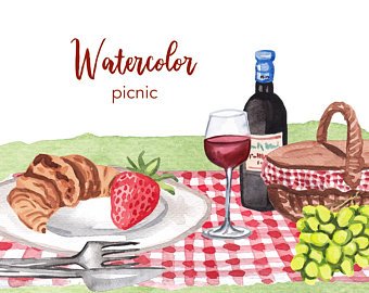 340x270 Watercolor Picnic Etsy - Picnic Watercolor