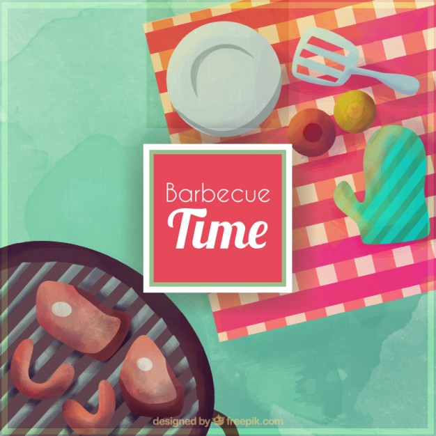 626x626 Watercolor Picnic And Barbecue Background Stock Images - Picnic Watercolor