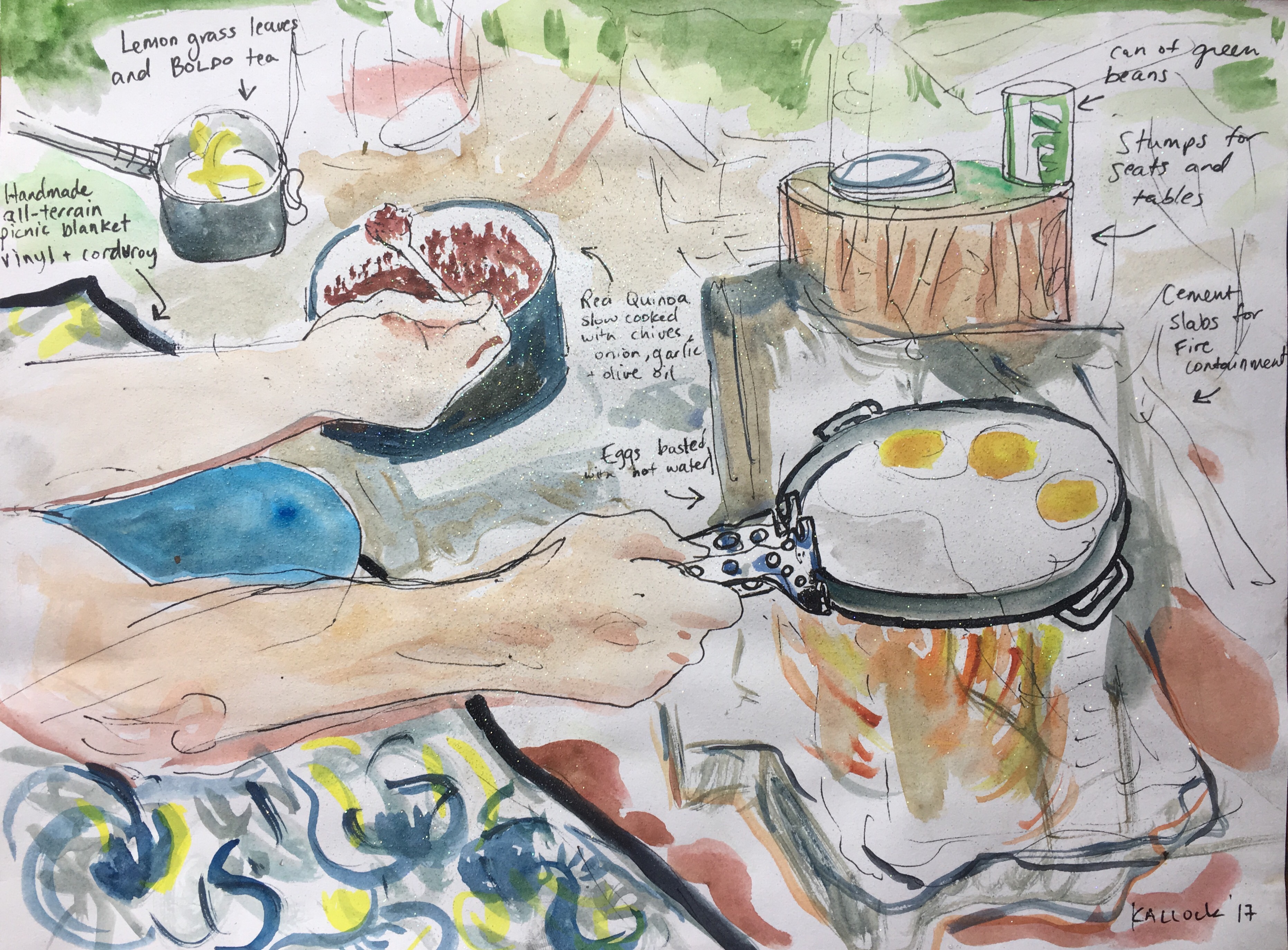 3724x2746 Picnic Emilia Kallock - Picnic Watercolor