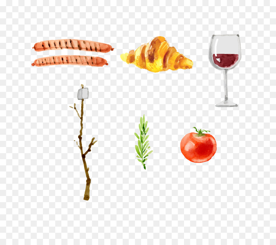 900x800 Barbecue Watercolor Painting Picnic Basket - Picnic Watercolor