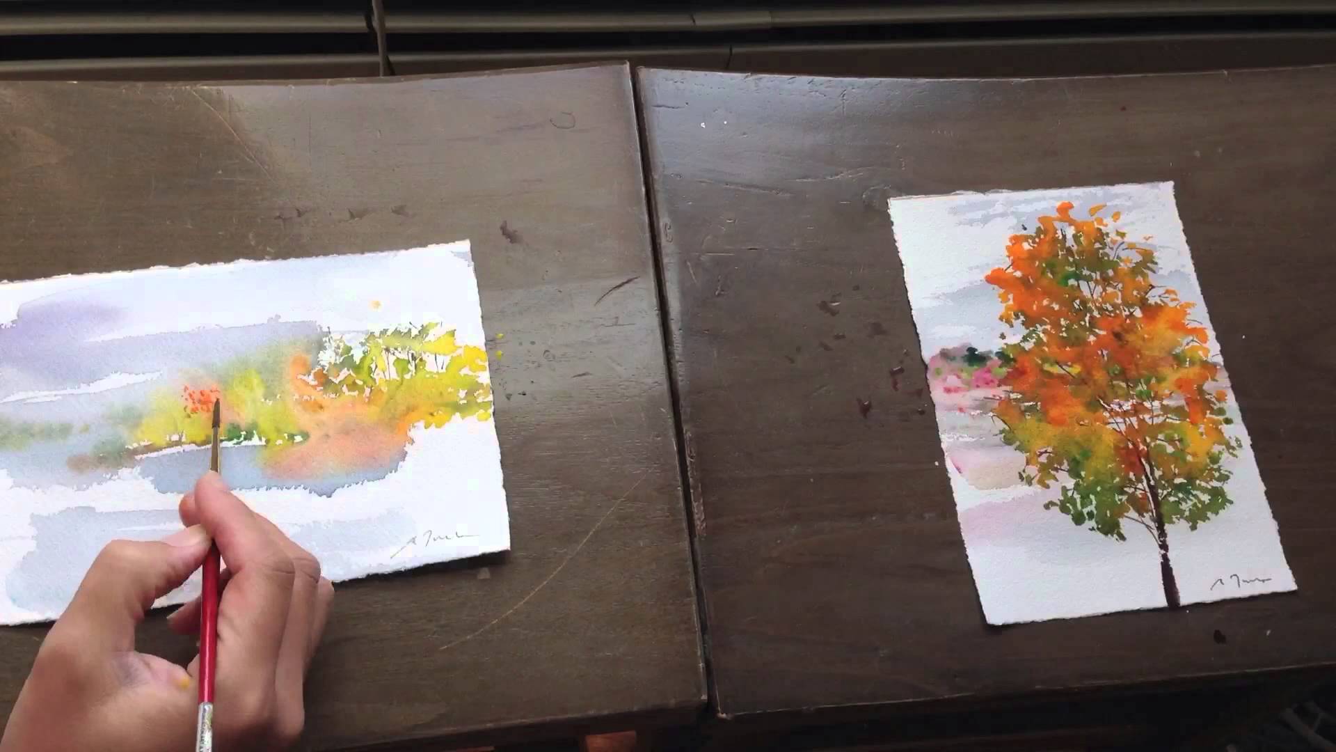 1920x1080 How To Watercolor Mini Paintings Fall Scape 2013 - Picture To Watercolor
