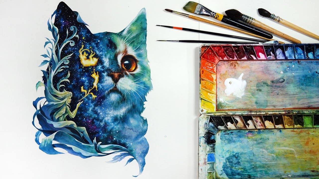 1280x720 Watercolor Paintingwatercolor Tutorialcat Watercolor Tutorial - Picture To Watercolor