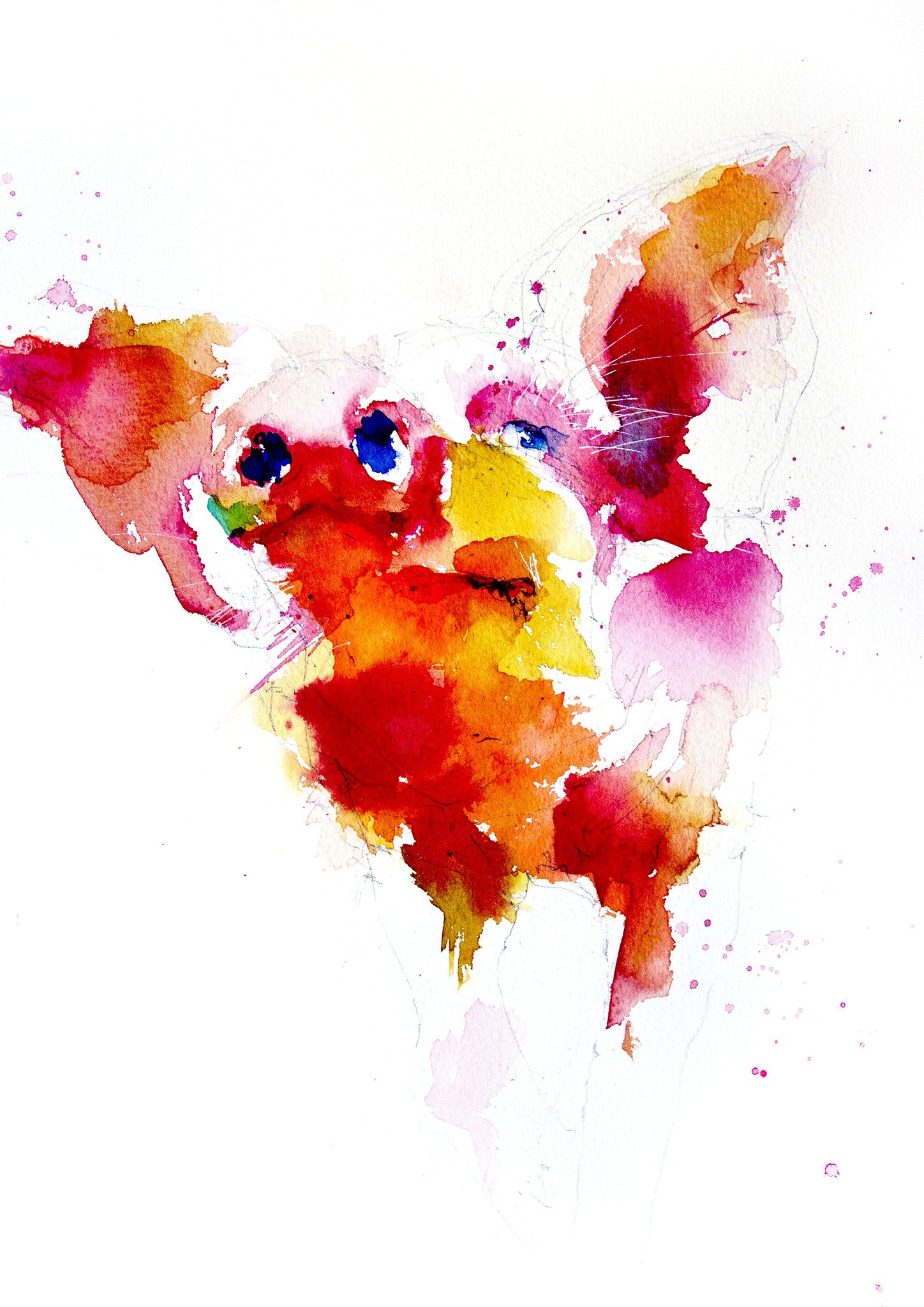 1448x2048 Jen Buckley Signed Print Of Original Happy Pig Watercolour - Pig Watercolor