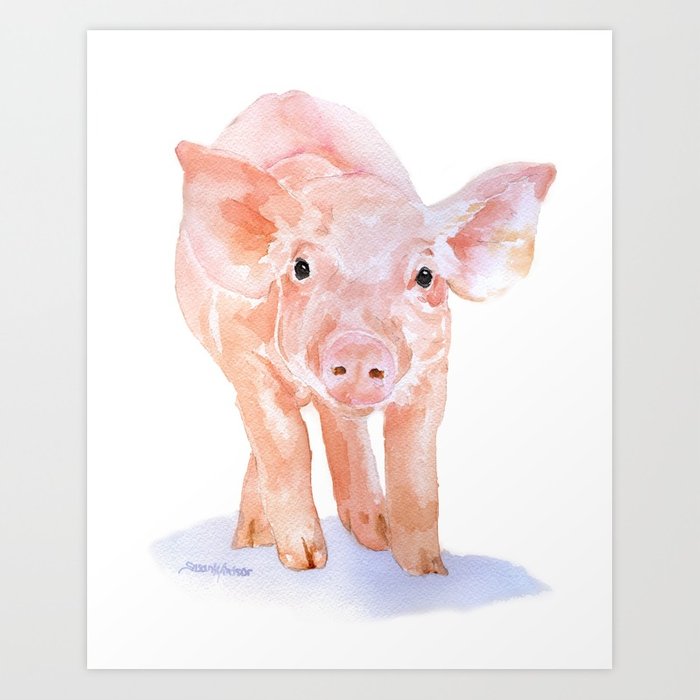 700x700 Pig Watercolor Painting Art Print By Susanwindsor Society6 - Pig Watercolor