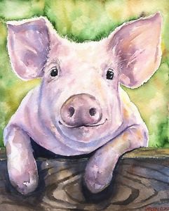 241x300 Pig Watercolor Print Of The Original Watercolor Painting Animal - Pig Watercolor