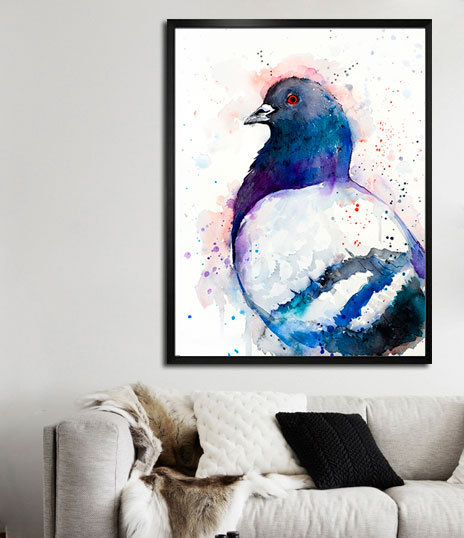 464x538 Pigeon Watercolor Painting Print, - Pigeon Watercolor