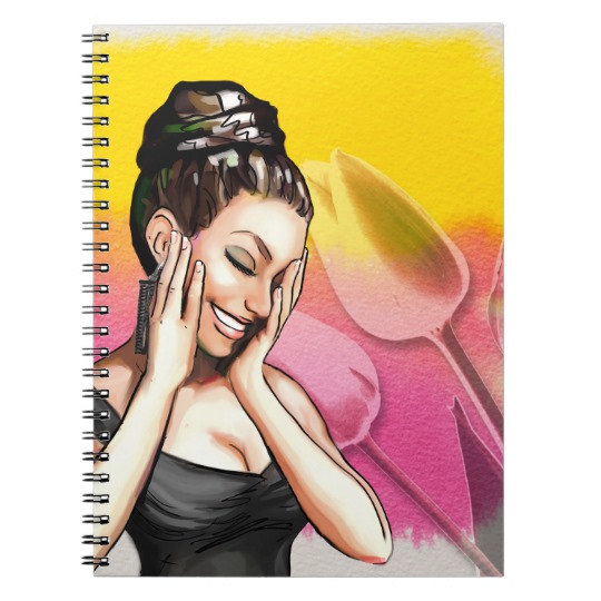 540x540 Retro Pinup Girl Tulips Flowers Amp Watercolor Notebook - Pin Up Watercolor