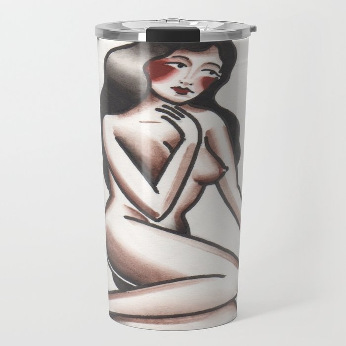 700x700 Traditional Tattoo Flash Pin Up Watercolor Travel Mug By - Pin Up Watercolor