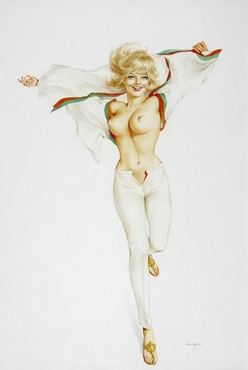 248x370 Vargas, Alberto Watercolor On Board Painting, Signed 1967, Vargas - Pin Up Watercolor