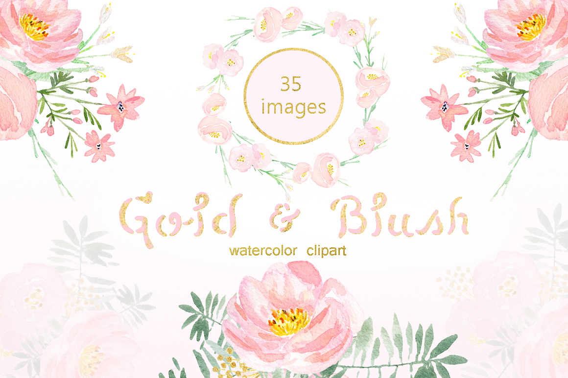 1160x772 Gold Amp Blush Watercolor Flowers - Pink And Gold Watercolor