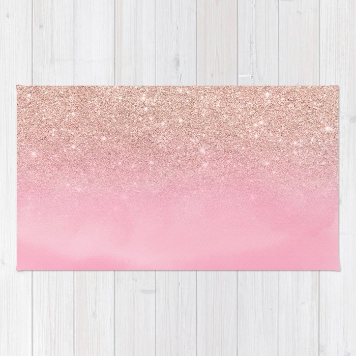 700x700 Modern Rose Gold Glitter Ombre Hand Painted Pink Watercolor Rug By - Pink And Gold Watercolor
