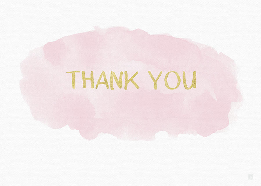 900x642 Pink And Gold Watercolor Wash Thank You Art By Linda Woods - Pink And Gold Watercolor