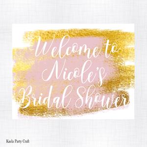 300x300 Pink And Gold Watercolor Bridal Shower Welcome Sign (Printable - Pink And Gold Watercolor