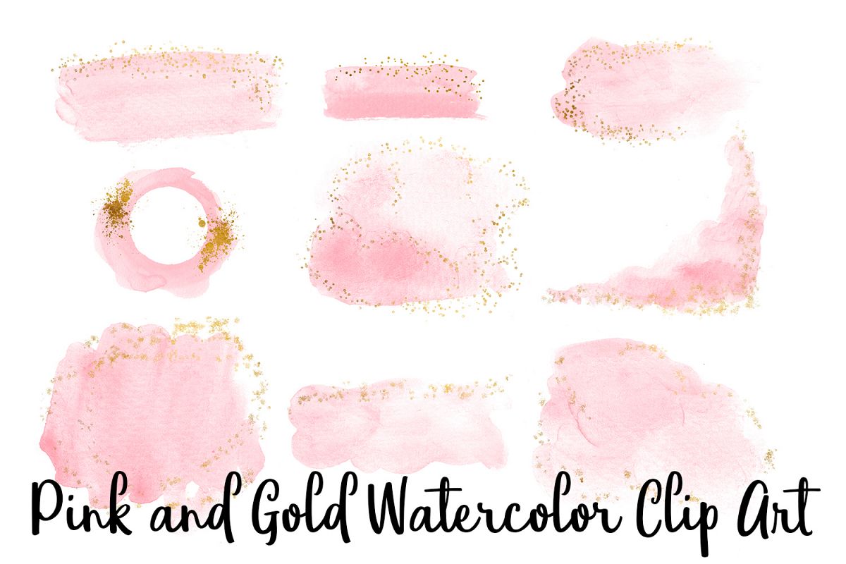 1200x800 Pink And Gold Watercolor Clip Art, Transparent Png - Pink And Gold Watercolor