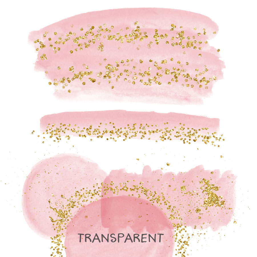 900x900 Pink Watercolor Strokes With Gold Glitter By Pededesigns - Pink And Gold Watercolor