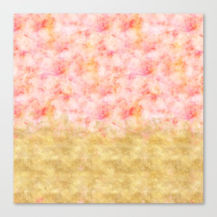 700x700 Pretty Pink Gold Glam Watercolor Canvas Print By Joacreations - Pink And Gold Watercolor