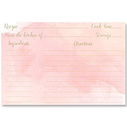 425x425 Recipe Cards, Pink, Gold, Pink And Gold, Watercolor - Pink And Gold Watercolor