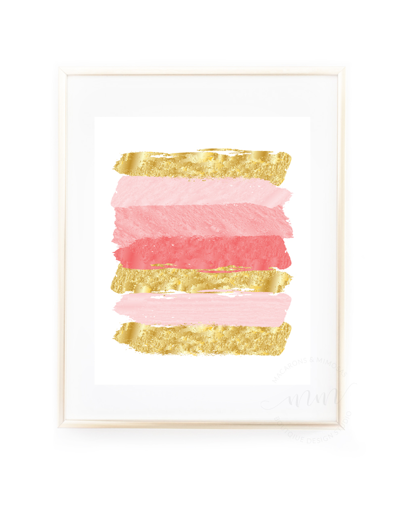 812x1024 Watercolor Pink Gold Foil Brush Strokes - Pink And Gold Watercolor