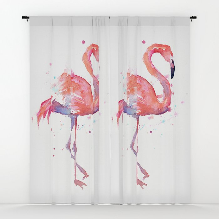700x700 Pink Flamingo Watercolor Tropical Animals Bird Window Curtains By - Pink Flamingo Watercolor