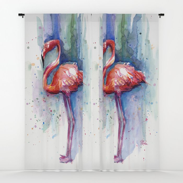 700x700 Pink Flamingo Watercolor Tropical Animals Birds Window Curtains By - Pink Flamingo Watercolor
