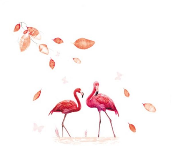 600x512 Souq Pink Flamingo Watercolor Wall Decal Kit - Pink Flamingo Watercolor