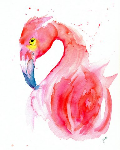 384x480 Creative Inspiration In Food, Watercolor, Photography, Writing And - Pink Flamingo Watercolor