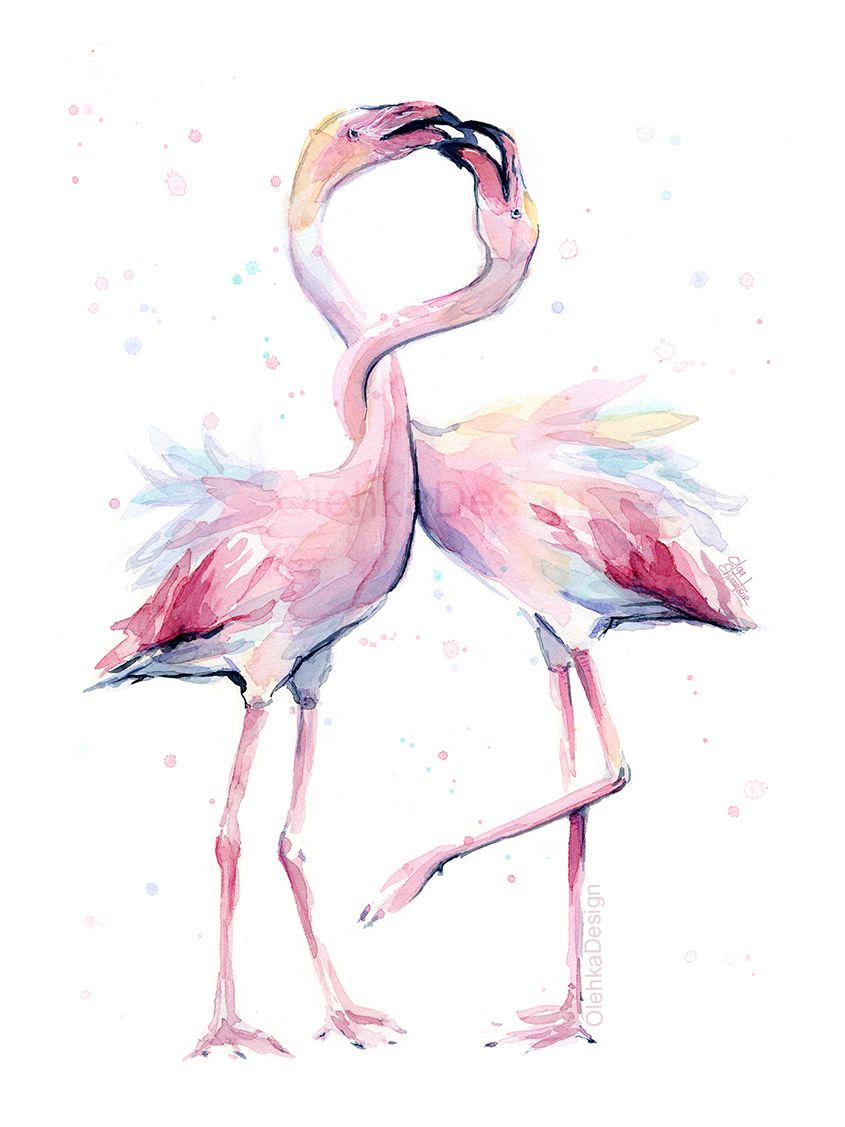 845x1127 Flamingo Art Olechka Design - Pink Flamingo Watercolor
