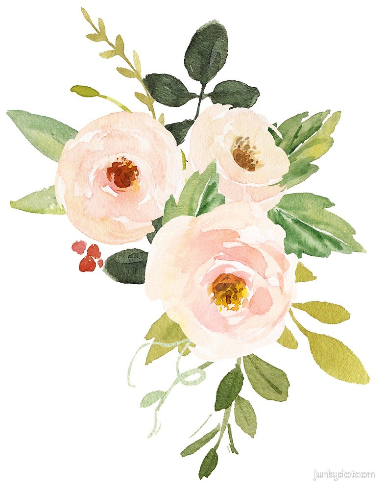 786x1000 Pastel Pink Peach Watercolor Flowers By Junkydotcom Redbubble - Pink Flower Watercolor