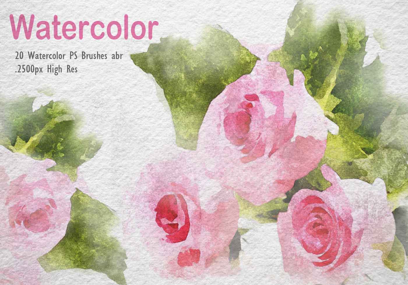 1400x980 Watercolor Flower Free Brushes - Pink Flower Watercolor