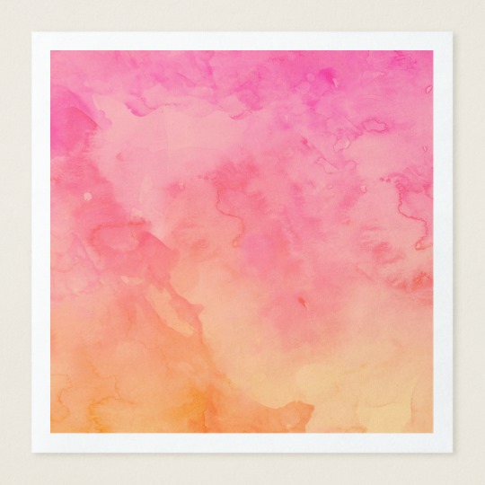 540x540 Ombre Summer Pink Orange Sunset Watercolor Wash Paper Napkin - Pink Ombre Watercolor