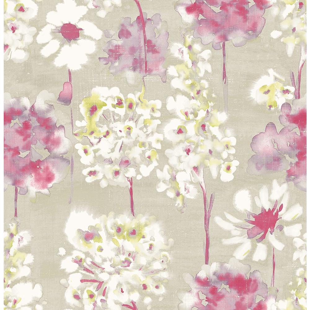 1000x1000 A Street Marilla Pink Watercolor Floral Wallpaper Sample 2656 - Pink Watercolor