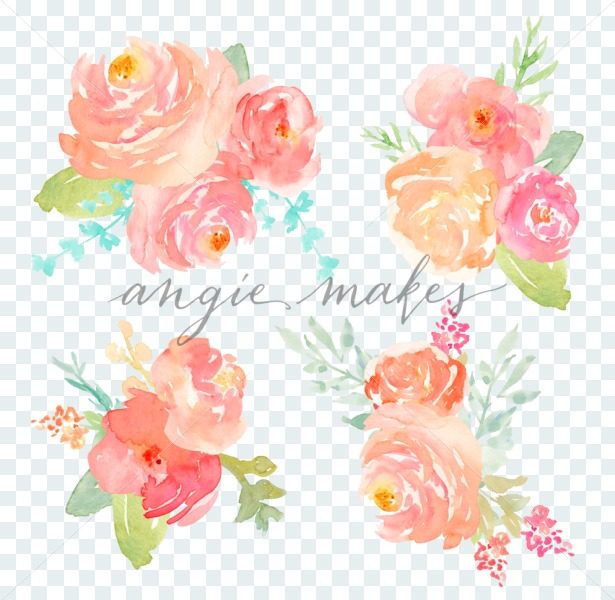 615x600 Pink Watercolor Flowers Bouquet With Hand Painted Watercolor - Pink Watercolor Art