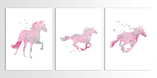 500x250 Horse Watercolor Art, Horse Painting, Pink And Gray - Pink Watercolor Art