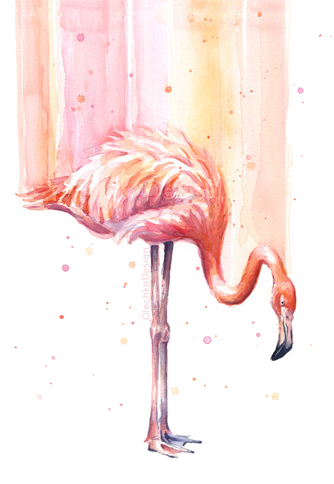 656x950 Flamingo Art Olechka Design - Pink Watercolor Art