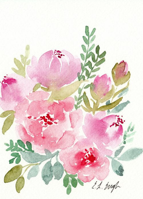 Pink Watercolor Flowers at PaintingValley.com | Explore collection of ...