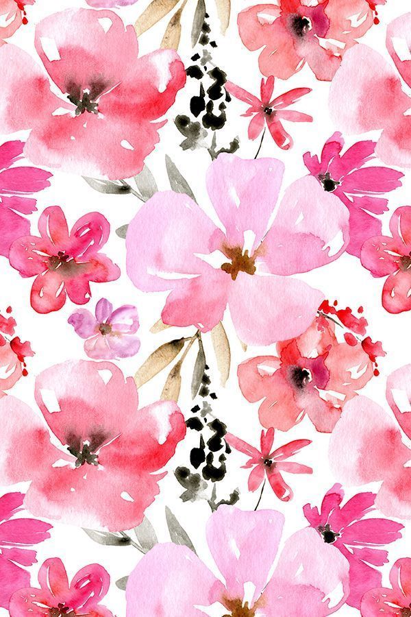 600x900 Red And Pink Watercolor Flowers By Peachbloom - Pink Watercolor Flowers