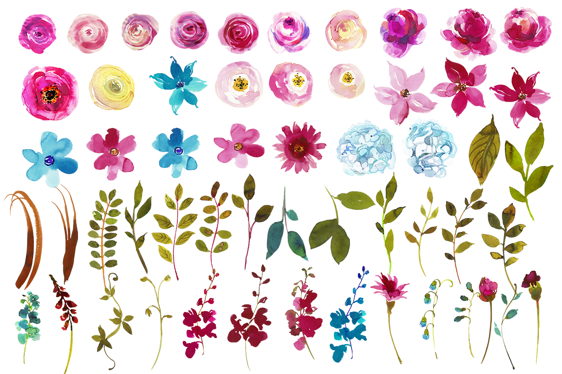1160x772 Boho Chic Pink Watercolor Flowers Clipart. By Whiteheartdesign - Pink Watercolor Flowers