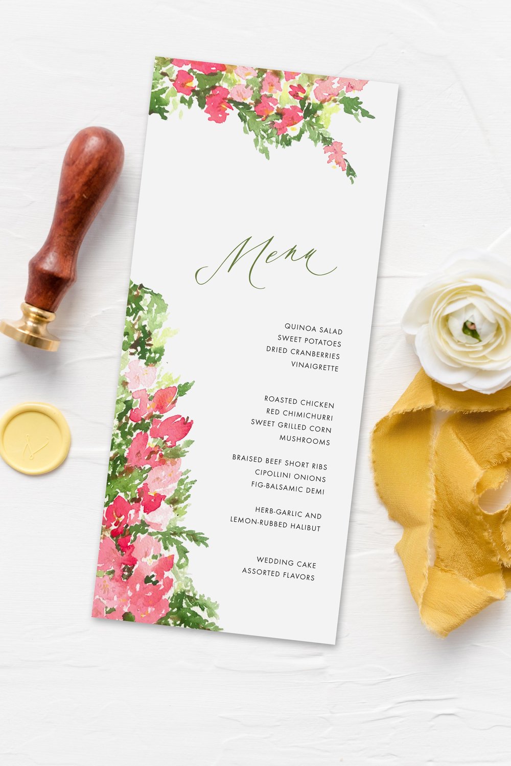 1000x1498 Eeehehtbougainvillea Pink Watercolor Flowers Wedding Menu Design - Pink Watercolor Flowers