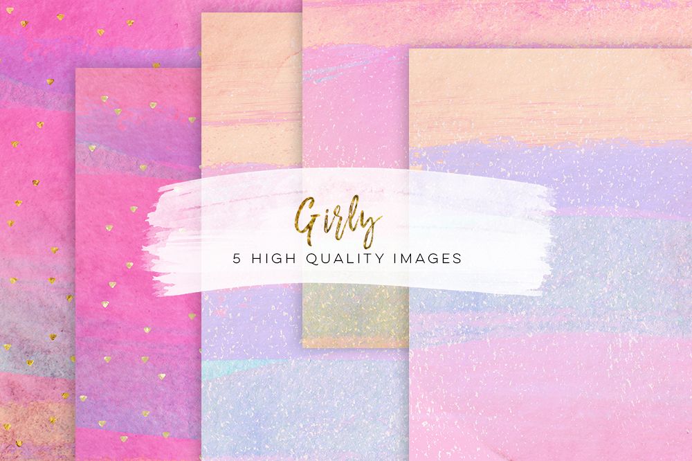 1000x666 Girly Paper Pack, Hand Drawn Watercolor Paper, Digital Fashion - Pink Watercolor Paper