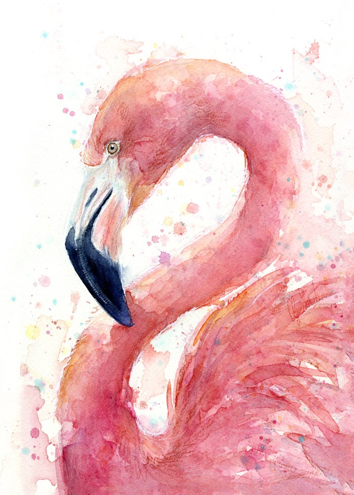 700x980 Pink Flamingo Watercolor Wallpaper By Olechka 502513326208 - Pink Watercolor Wallpaper