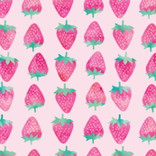 173x173 Strawberries - Pink Watercolor Wallpaper