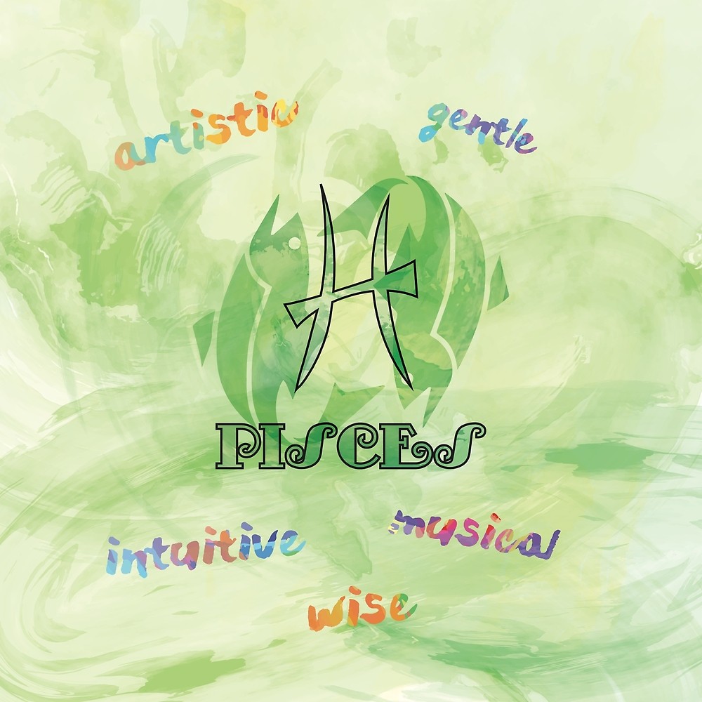1000x1000 Pisces Watercolor Zodiac By Bassticky Redbubble - Pisces Watercolor