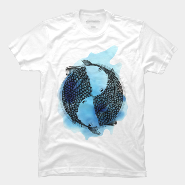 650x650 Pisces Zodiac Sign (Tattoo Style With Blue Watercolor) T Shirt By - Pisces Watercolor