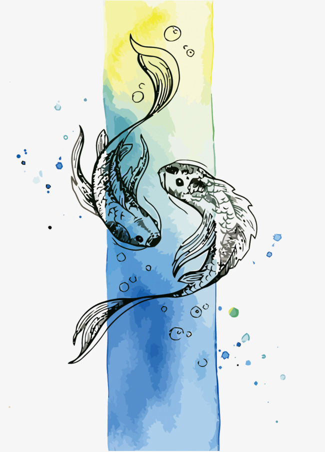650x904 Vector Pisces, Watercolor, Fish, Hand Painted Png And Vector For - Pisces Watercolor