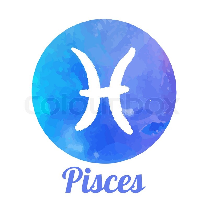 800x800 Watercolor Zodiac Icon Set Pisces Vector Sign Stock Vector - Pisces Watercolor