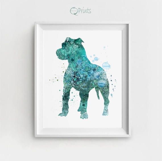 570x568 Pitbull Art Print, Pitbull Painting, Watercolor Pitbull, Large - Pitbull Watercolor